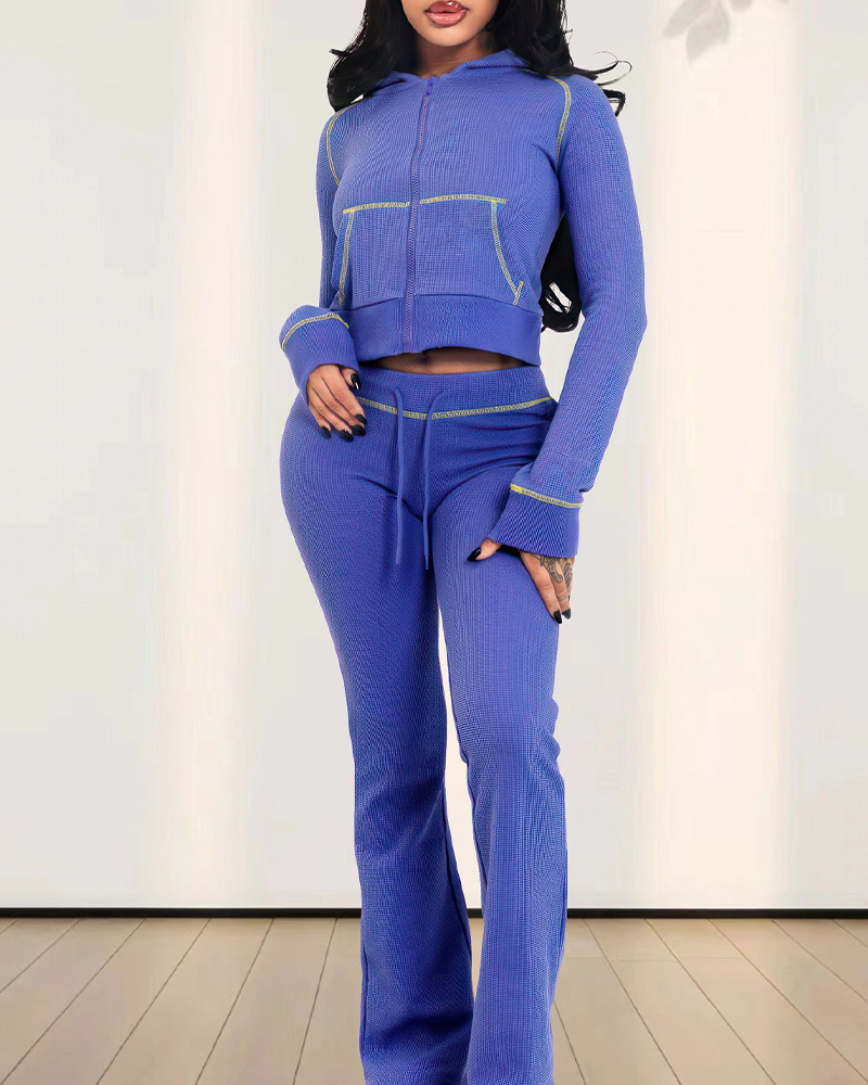 Casual Hooded Trousers Suit