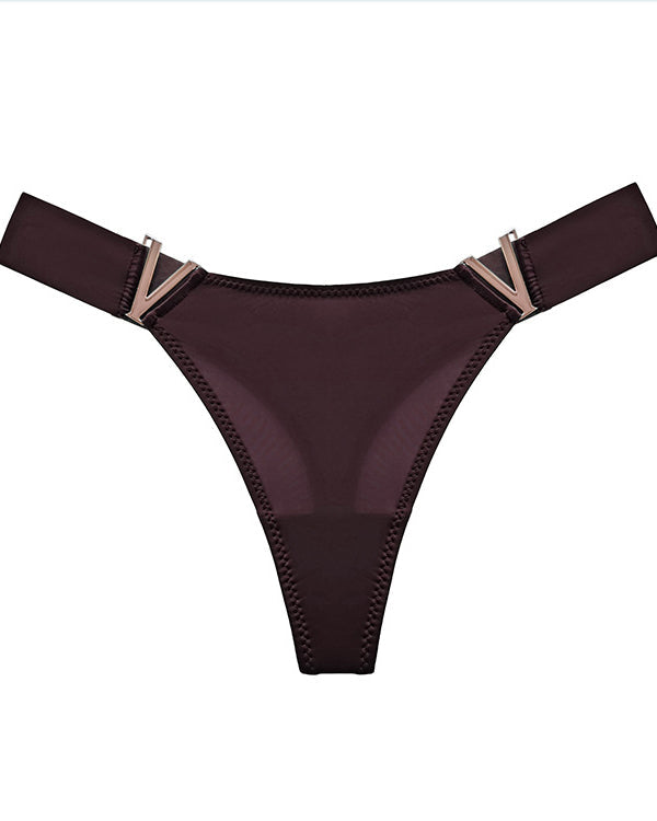 V-Neck Metal Thong Briefs（7 Pieces）