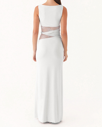 Hollow Lace Waist Long Dress