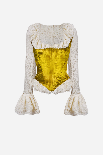 Conjunto de corsé de terciopelo con cuello cuadrado Mona 