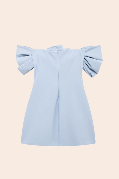 Minivestido sin tirantes con lazo 