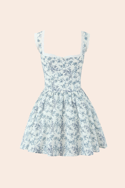 Vestido mini de escote corazón con estampado floral 