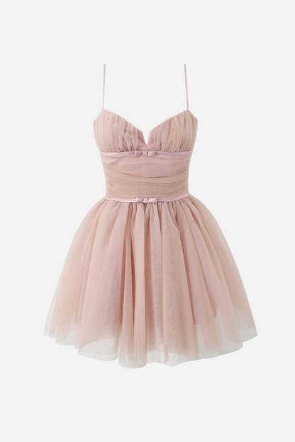 Vestido lencero mini de malla con lazo Myrna 