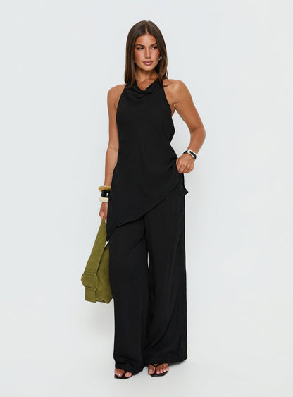 Emorisa Halter Longline Top Black