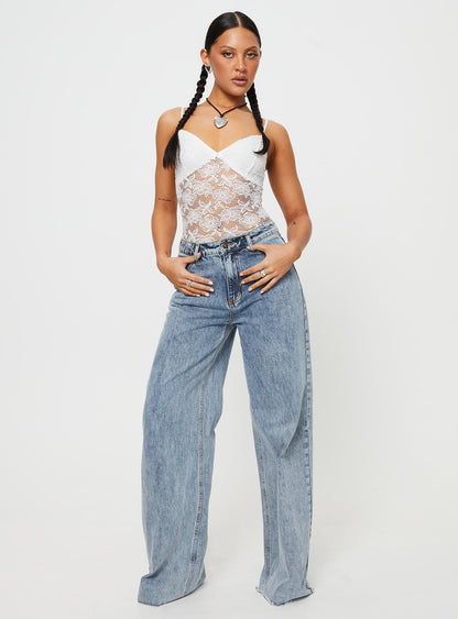 Pennard Lace Bodysuit White