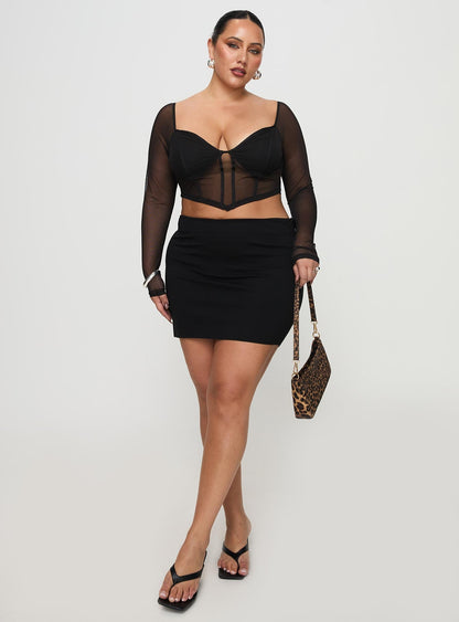 Maranta Long Sleeve Top Black Curve