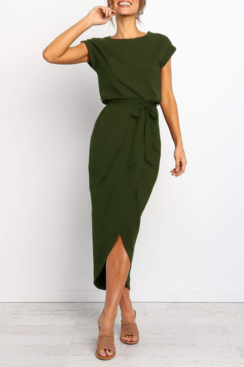Vestido midi Essential Grace de color liso (4 colores)