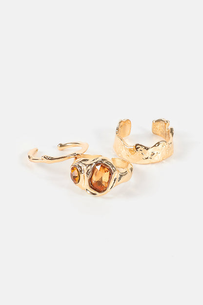 Faux Diamond Metal Ring Set