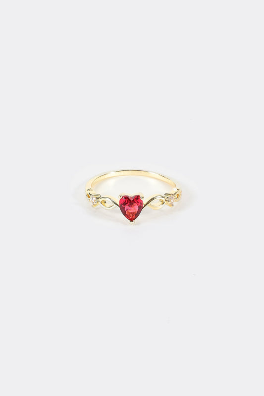 Anillo de diamantes de imitación con forma de corazón 