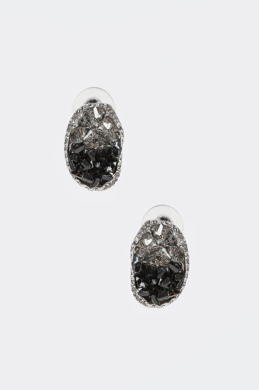 Pendientes de diamantes ovalados negros 