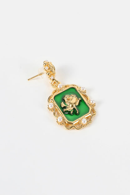Pendientes florales de metal con perlas de imitación 