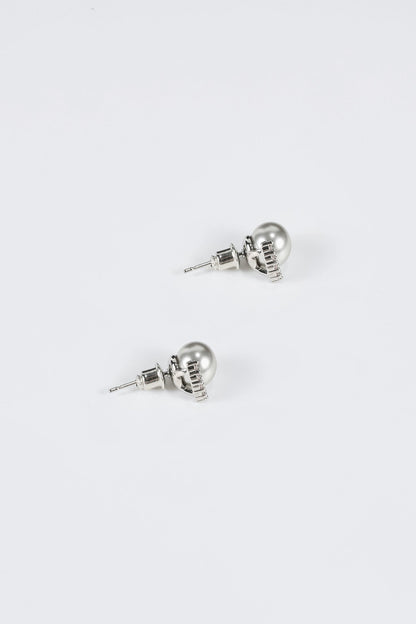 Faux Gray Pearl Stud Earings