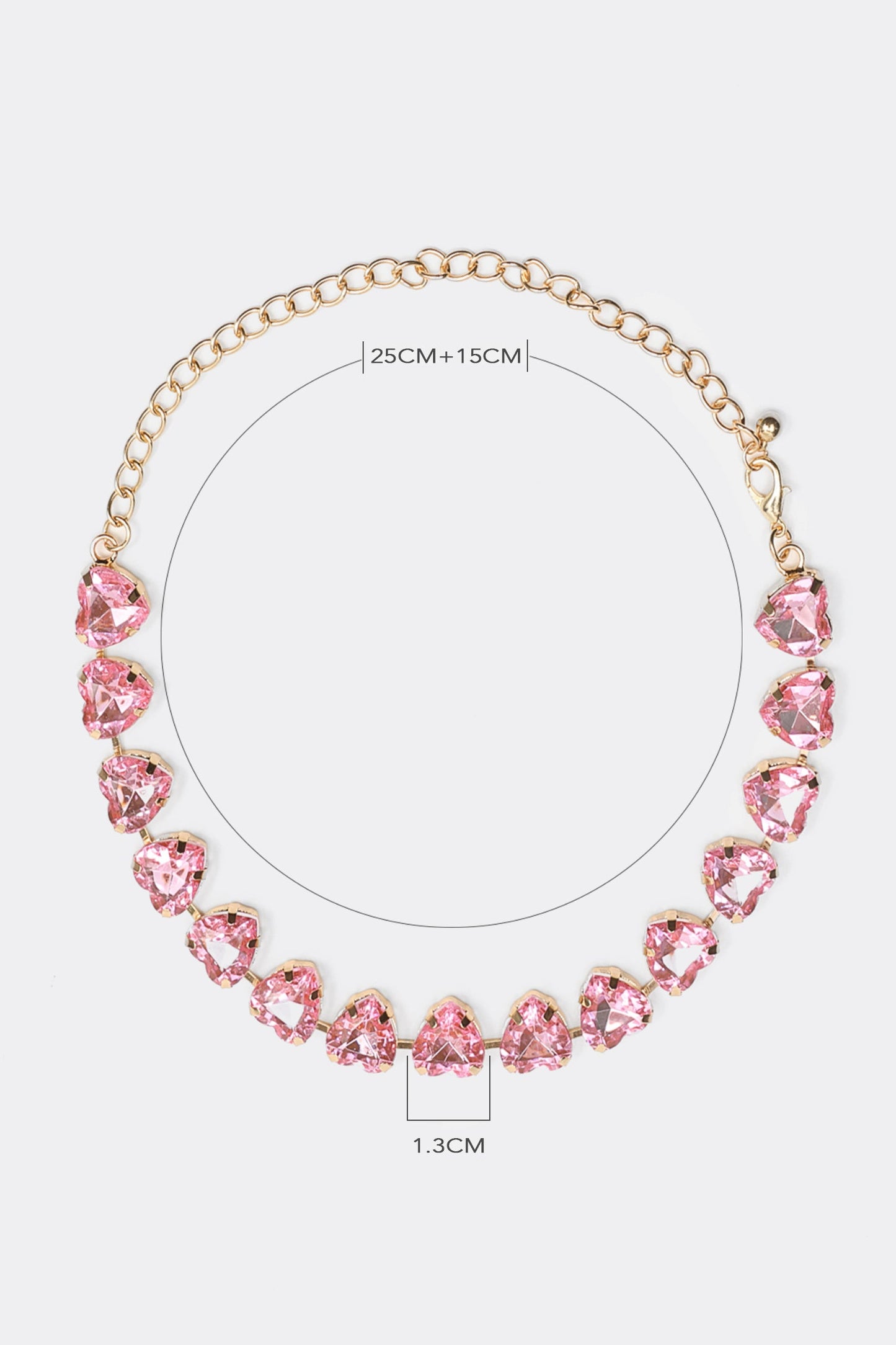 Stud Heart Shape Faux Pink Crystal Necklace