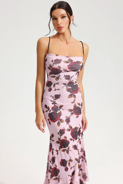 Vestido midi ajustado con encaje floral 