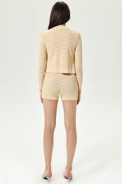 Long Sleeve Crew Collar Cut-Out Knit Suit