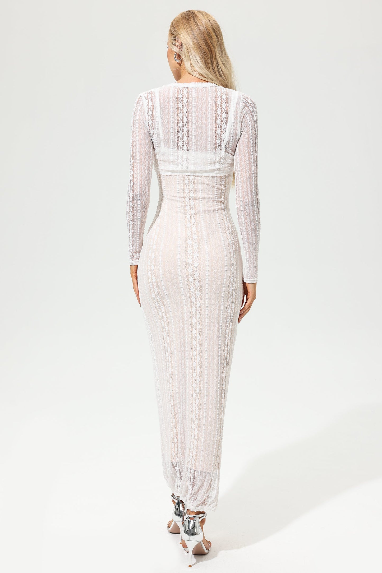 Vestido camisola con escote en V y abertura 