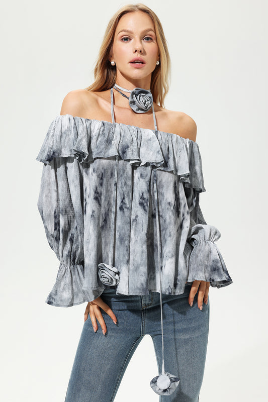 Off-Shoulder Ruffle Hem Top