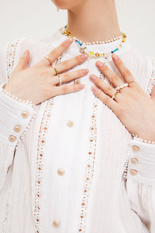 Anillos con cuentas de perlas falsas 