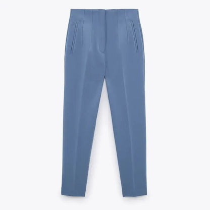 2025 Classic Women’s Pencil Pants Spring Basic Solid High Waist Straight Pant Female Casual Slim Ankle Length Trouser Pantalones