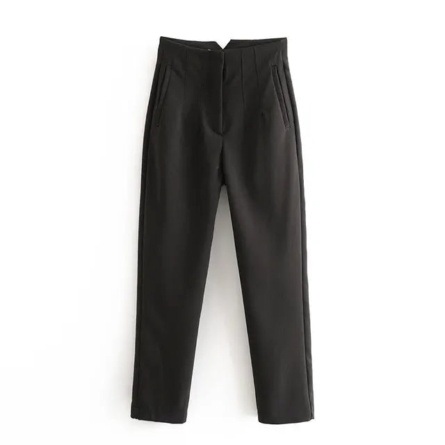2025 Classic Women’s Pencil Pants Spring Basic Solid High Waist Straight Pant Female Casual Slim Ankle Length Trouser Pantalones