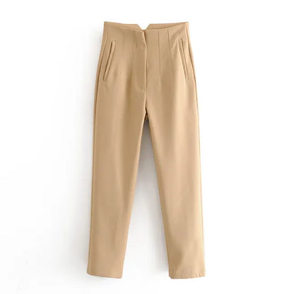 2025 Classic Women’s Pencil Pants Spring Basic Solid High Waist Straight Pant Female Casual Slim Ankle Length Trouser Pantalones