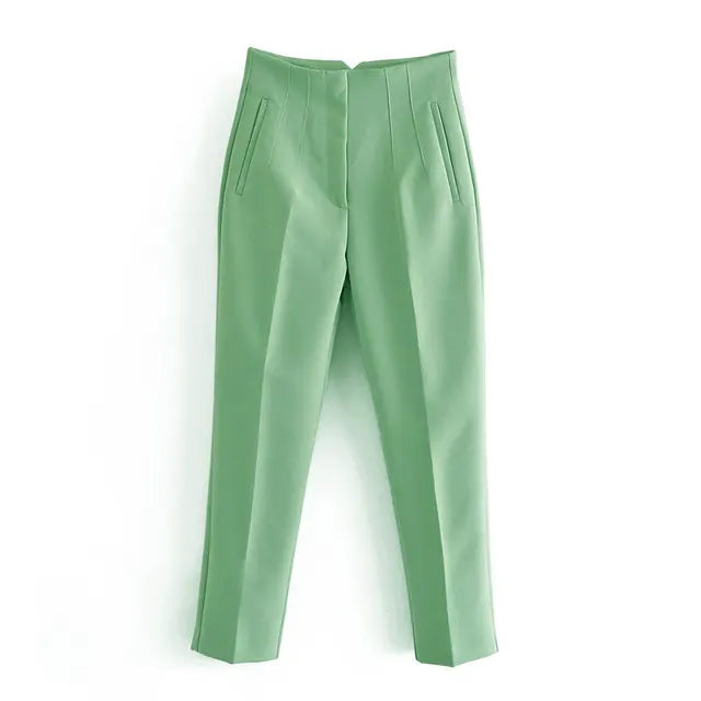 2025 Classic Women’s Pencil Pants Spring Basic Solid High Waist Straight Pant Female Casual Slim Ankle Length Trouser Pantalones
