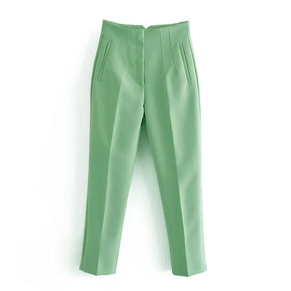 2025 Classic Women’s Pencil Pants Spring Basic Solid High Waist Straight Pant Female Casual Slim Ankle Length Trouser Pantalones