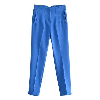2025 Classic Women’s Pencil Pants Spring Basic Solid High Waist Straight Pant Female Casual Slim Ankle Length Trouser Pantalones