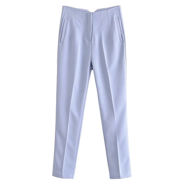 2025 Classic Women’s Pencil Pants Spring Basic Solid High Waist Straight Pant Female Casual Slim Ankle Length Trouser Pantalones