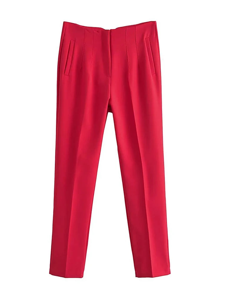 2025 Classic Women’s Pencil Pants Spring Basic Solid High Waist Straight Pant Female Casual Slim Ankle Length Trouser Pantalones