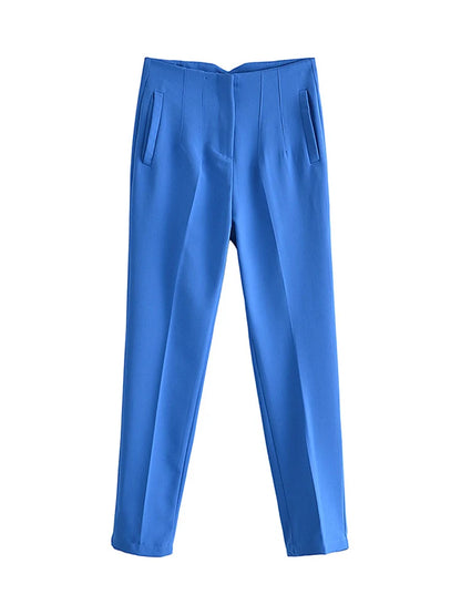 2025 Classic Women’s Pencil Pants Spring Basic Solid High Waist Straight Pant Female Casual Slim Ankle Length Trouser Pantalones