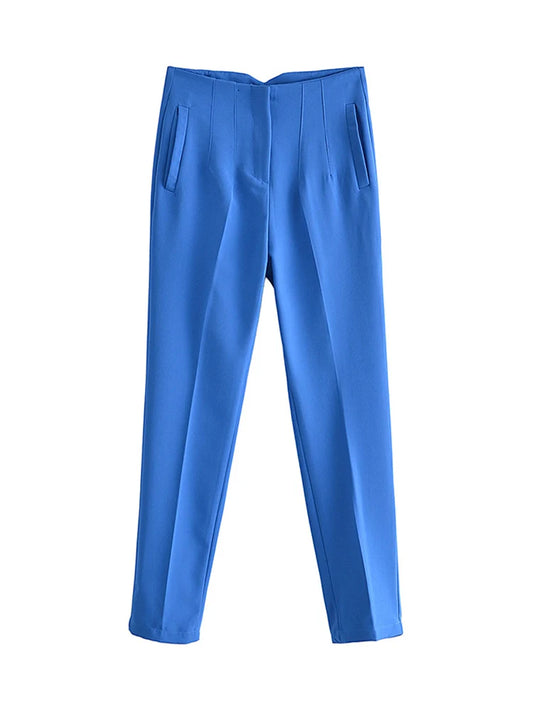 2025 Classic Women’s Pencil Pants Spring Basic Solid High Waist Straight Pant Female Casual Slim Ankle Length Trouser Pantalones