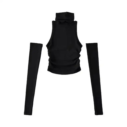 2025 New Spicy Girls Y2k Tops Oversleeve Sexy Turtleneck Tank Top for Women’s Slim Fit Short tshirt Skinny Streetwear Crop Top