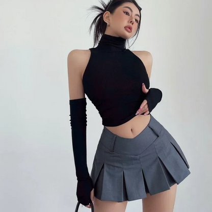 2025 New Spicy Girls Y2k Tops Oversleeve Sexy Turtleneck Tank Top for Women’s Slim Fit Short tshirt Skinny Streetwear Crop Top