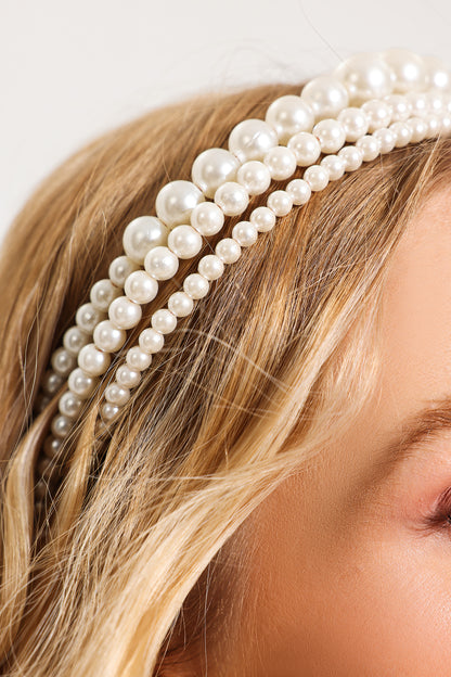 Diadema de perlas de varias capas 