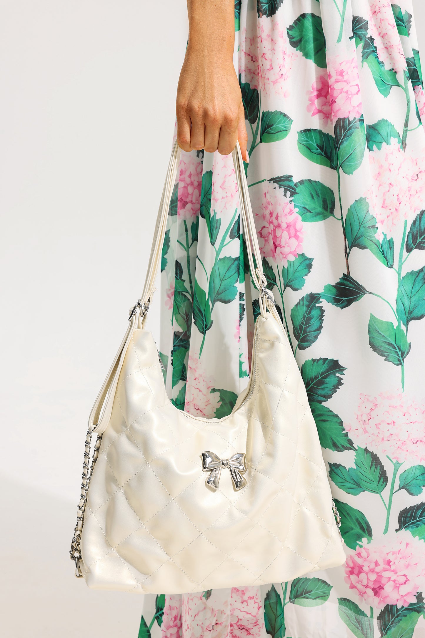 Bolso con lazo de piel sintética sólida 