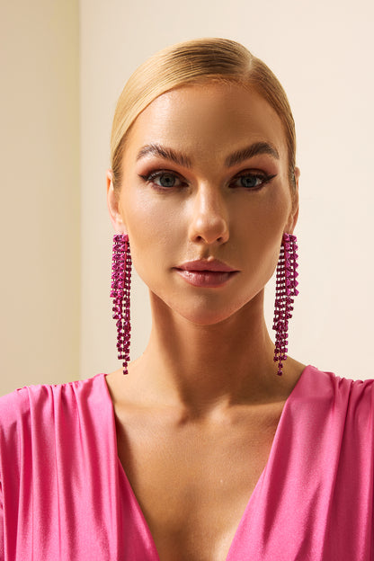 Pendientes con borlas de diamantes falsos 