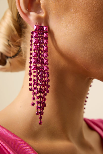 Pendientes con borlas de diamantes falsos 