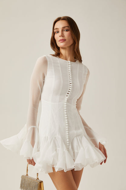 Leila Semi-sheer Flare Mini Dress