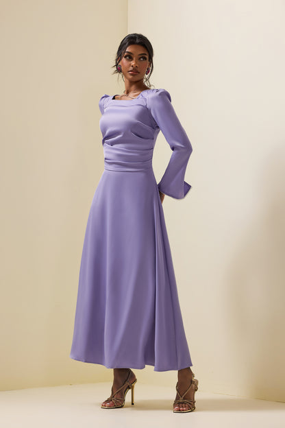 Vestido largo de satén liso con diamantes de imitación 