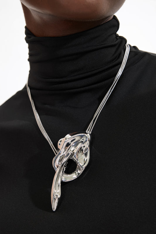 Metal Silver Layered Necklace