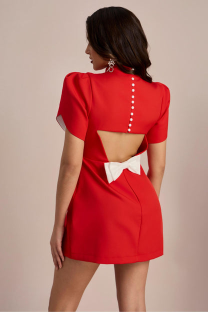 Vestido mini con lazo y aberturas Adela 