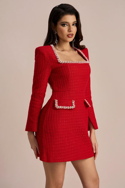 Vestido mini de tweed con escote cuadrado Camilla 