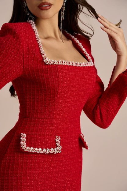 Vestido mini de tweed con escote cuadrado Camilla 