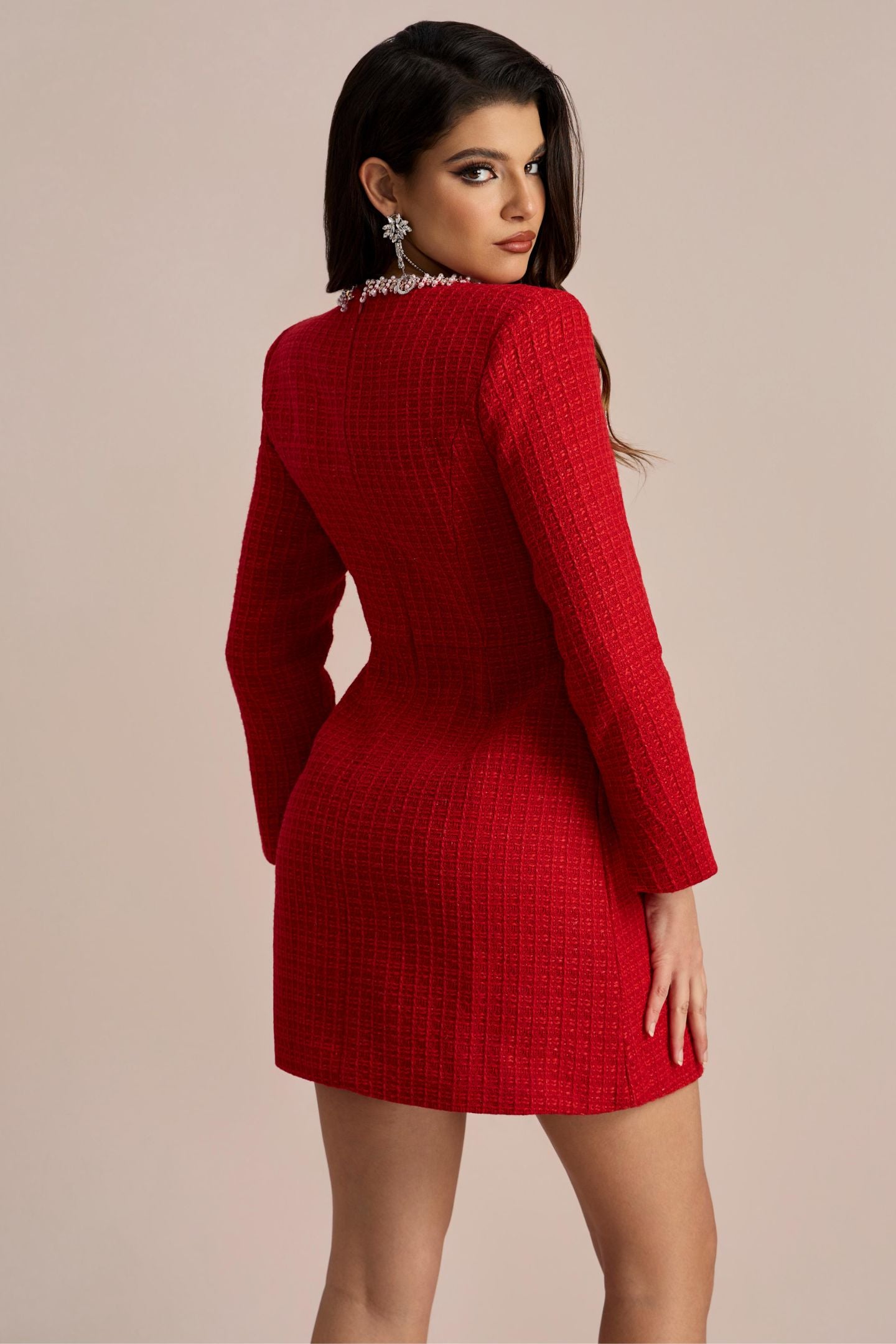 Vestido mini de tweed con escote cuadrado Camilla 