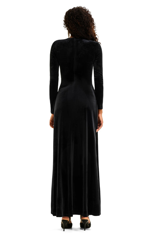 Sequin Velvet Splicing Midi Dress