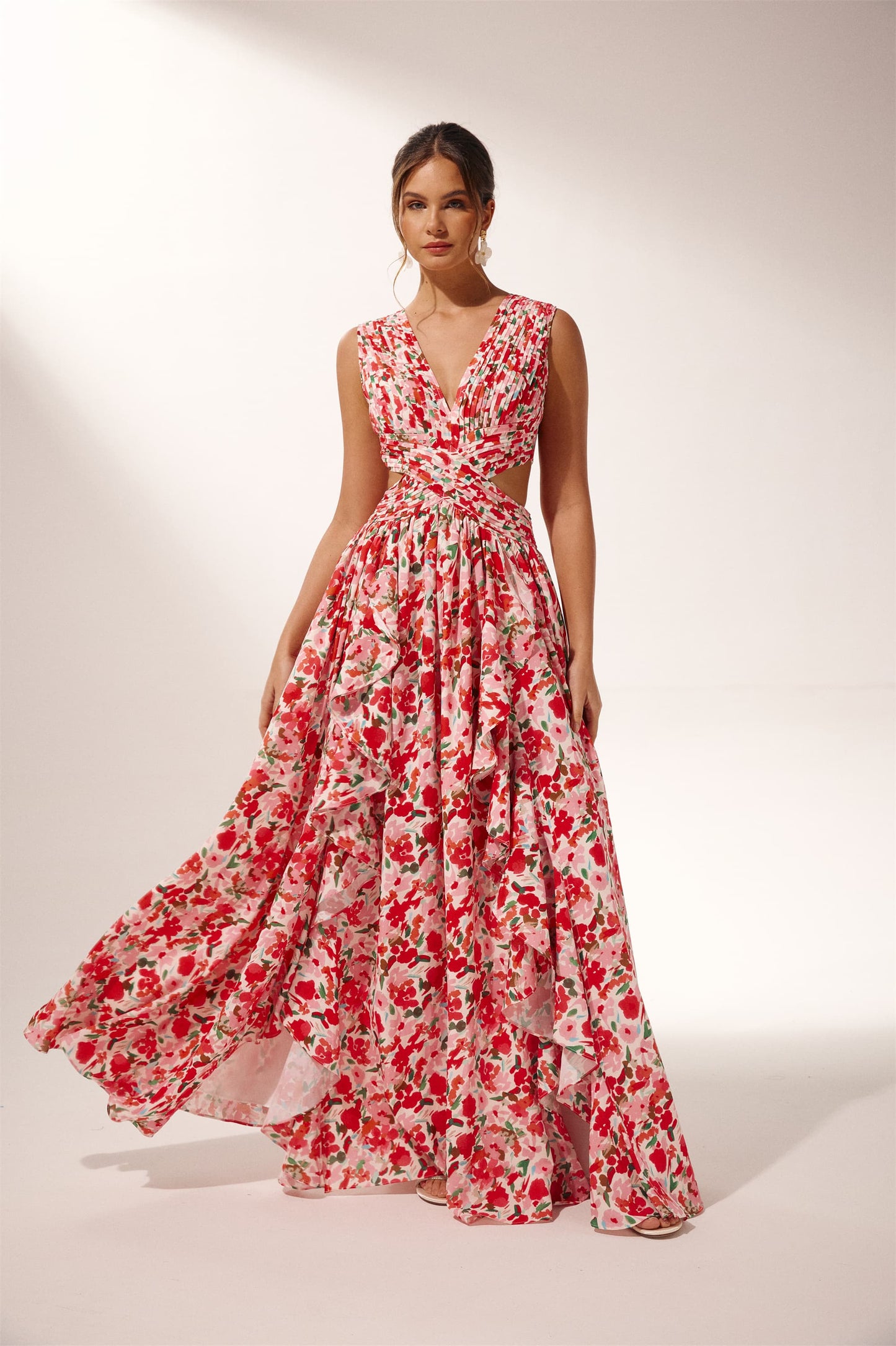 Vestido largo con aberturas y estampado floral Muriel 