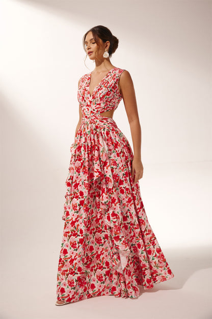 Vestido largo con aberturas y estampado floral Muriel 