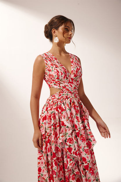 Vestido largo con aberturas y estampado floral Muriel 