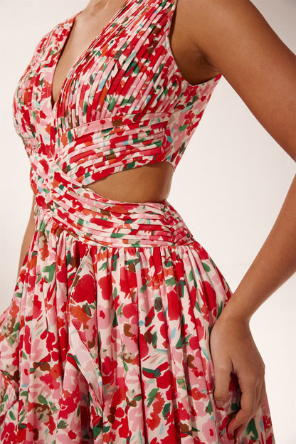 Vestido largo con aberturas y estampado floral Muriel 